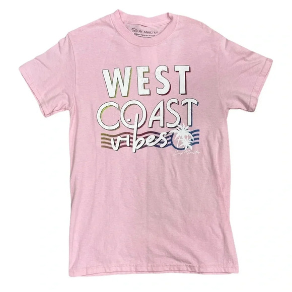 Surf Ministry Pink West Coast Vibes Long Tee Small - Picture 1 of 4